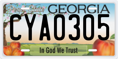 GA license plate CYA0305
