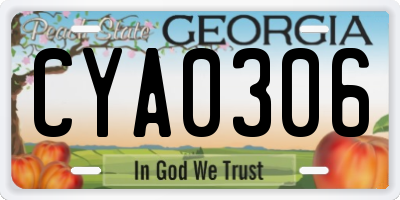 GA license plate CYA0306