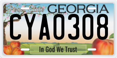 GA license plate CYA0308