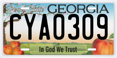 GA license plate CYA0309