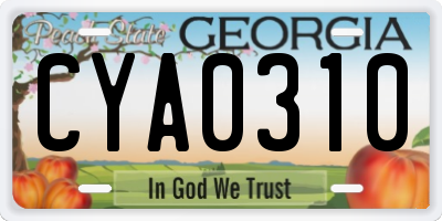 GA license plate CYA0310