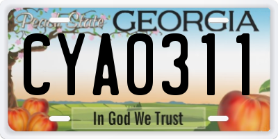 GA license plate CYA0311