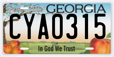 GA license plate CYA0315