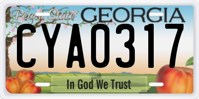 GA license plate CYA0317
