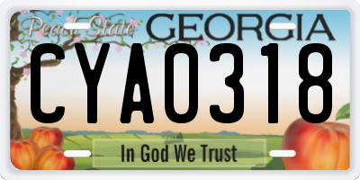 GA license plate CYA0318