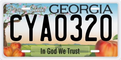 GA license plate CYA0320