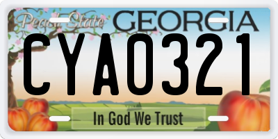 GA license plate CYA0321