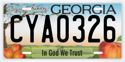 GA license plate CYA0326