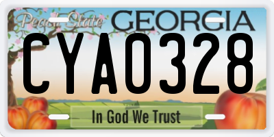 GA license plate CYA0328