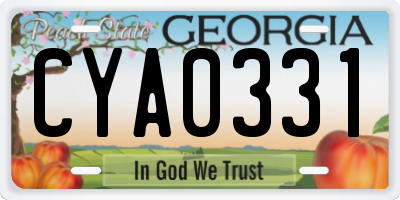 GA license plate CYA0331