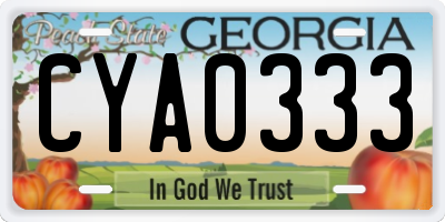 GA license plate CYA0333