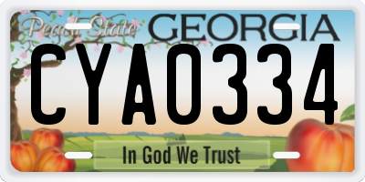 GA license plate CYA0334