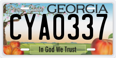 GA license plate CYA0337
