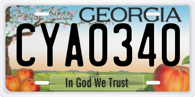 GA license plate CYA0340