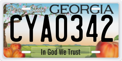 GA license plate CYA0342