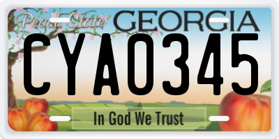 GA license plate CYA0345