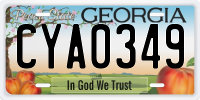 GA license plate CYA0349