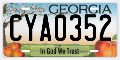 GA license plate CYA0352