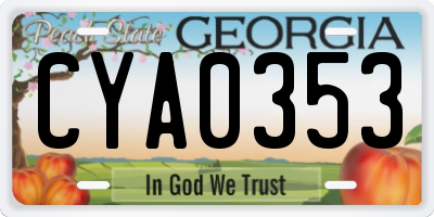 GA license plate CYA0353