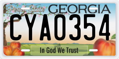GA license plate CYA0354