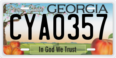 GA license plate CYA0357