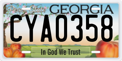 GA license plate CYA0358