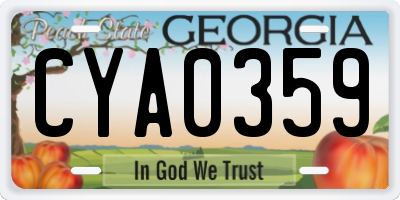 GA license plate CYA0359