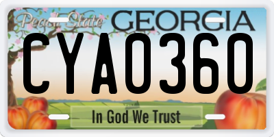 GA license plate CYA0360