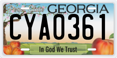 GA license plate CYA0361