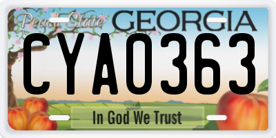 GA license plate CYA0363