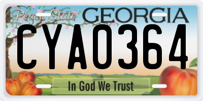 GA license plate CYA0364
