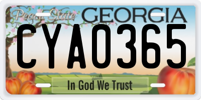 GA license plate CYA0365