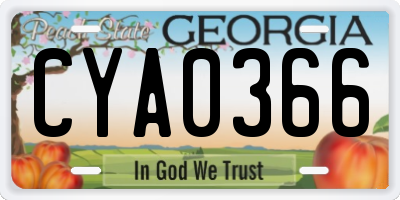 GA license plate CYA0366