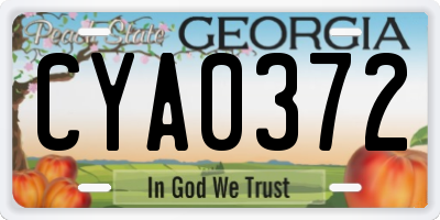 GA license plate CYA0372