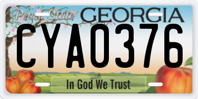 GA license plate CYA0376