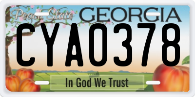 GA license plate CYA0378