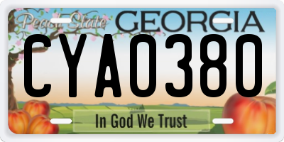 GA license plate CYA0380