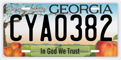 GA license plate CYA0382