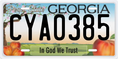 GA license plate CYA0385