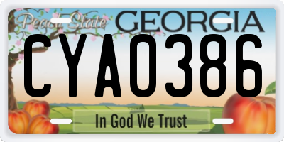 GA license plate CYA0386