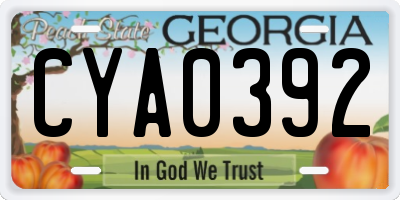 GA license plate CYA0392