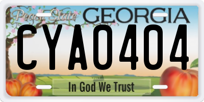 GA license plate CYA0404