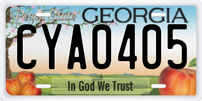 GA license plate CYA0405