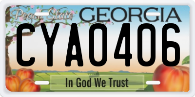 GA license plate CYA0406