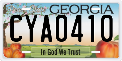 GA license plate CYA0410