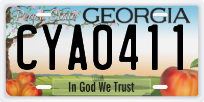 GA license plate CYA0411