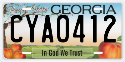 GA license plate CYA0412