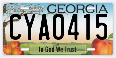 GA license plate CYA0415