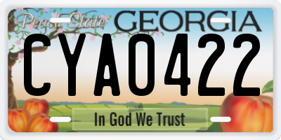 GA license plate CYA0422