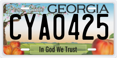 GA license plate CYA0425